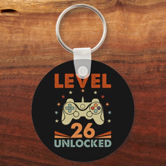 Level 26 ontgrendelde videogamer 26e verjaardag 26 sleutelhanger (Voorkant)