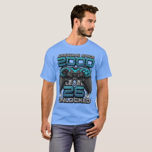 Level 26 Unlocked Awesome Since 2000 26th Birthday T-shirt (Voorkant volledig)