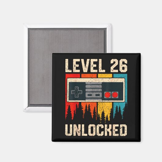 Level 26 Unlocked Video Game Controller Birthday M Magneet (Voorkant / Achterkant)