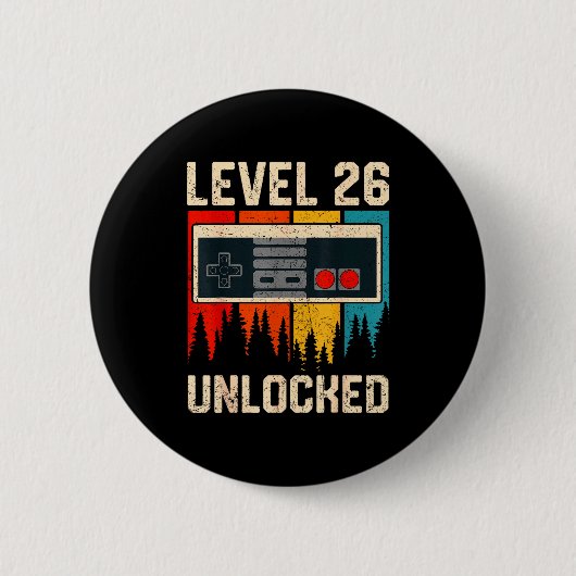 Level 26 Unlocked Video Game Controller Birthday M Ronde Button 5,7 Cm (Voorkant)