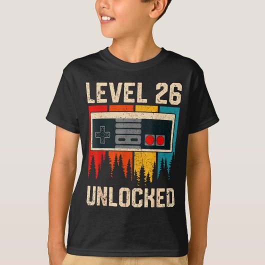 Level 26 Unlocked Video Game Controller Birthday M T-shirt (Voorkant)