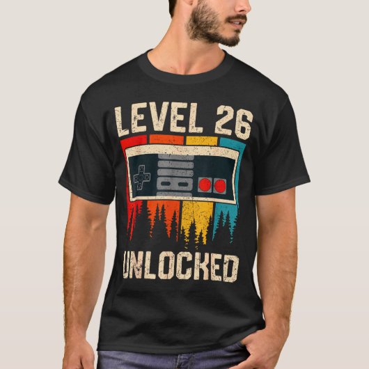 Level 26 Unlocked Video Game Controller Birthday M T-shirt (Voorkant)