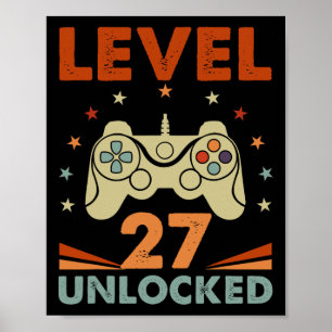 Level 27 Ontgrendeld Video Gamer 27ste Verjaardag Poster