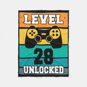 Level 28 Ontgrendeld 28 Jaar Oud Retro 80s 28e Ver Fleece Deken