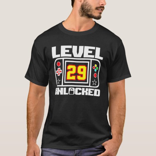 Level 29 Unlocked Birthday Funny Video Game T-shirt (Voorkant)