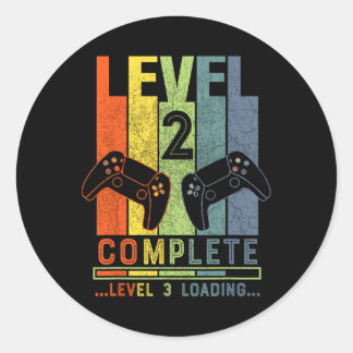 Level 2 Complete Gamer Gift 2 Jaar Huwelijksjubile Ronde Sticker