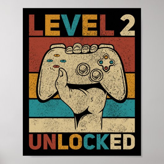 Level 2 Ontgrendeld 2 Jaar Oude Jongen Tweede Verj Poster (Voorkant)