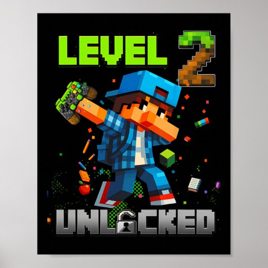 Level 2 Ontgrendeld Grappige Verjaardag Jongen Pix Poster (Voorkant)