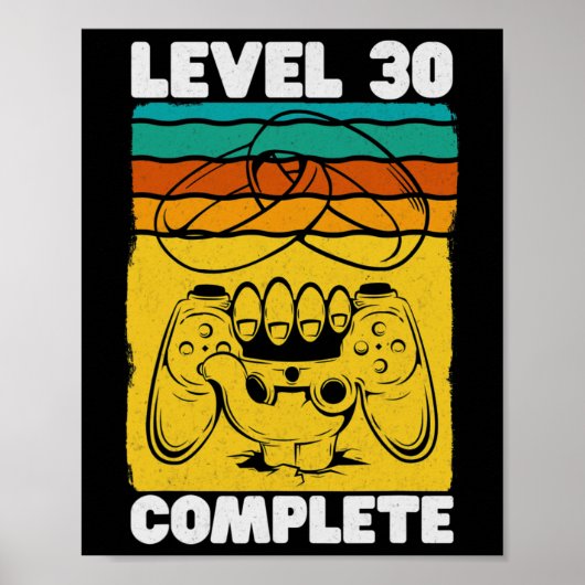 Level 30 Complete Gamer - Vintage 30e trouwdag Poster (Voorkant)