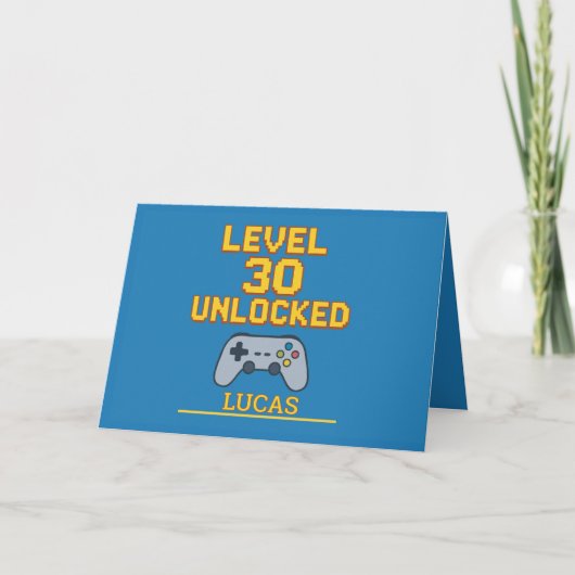 Level 30 Gepersonaliseerde Gamer Verjaardag Kaart (Voorkant)