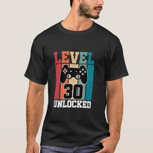 Level 30 ontgrendeld 30 jaar oude grappige gamers  t-shirt (Voorkant)
