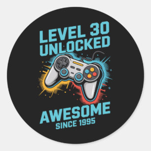 Level 30 Ontgrendeld Gamer 30ste Verjaardag Ronde Sticker