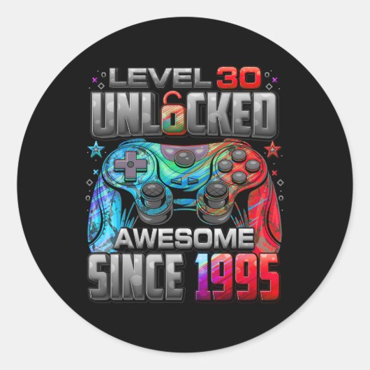 Level 30 Ontgrendeld Geweldig Sinds 1995 30e Verja Ronde Sticker (Voorkant)