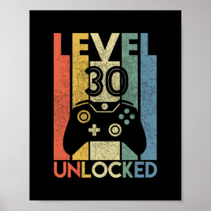 Level 30 Ontgrendeld Grappige Videospeler 30e Verj Poster