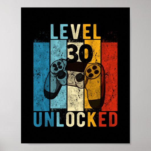 Level 30 Ontgrendeld Videogamer 30 Jaar 30ste Verj Poster (Voorkant)