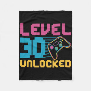 Level 30 Ontgrendelde Verjaardag Gaming Fleece Deken