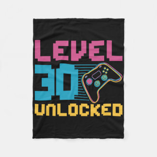 Level 30 Ontgrendelde Verjaardag Gaming Fleece Deken