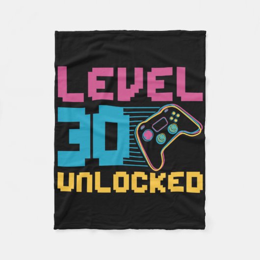 Level 30 Ontgrendelde Verjaardag Gaming Fleece Deken (Voorkant)