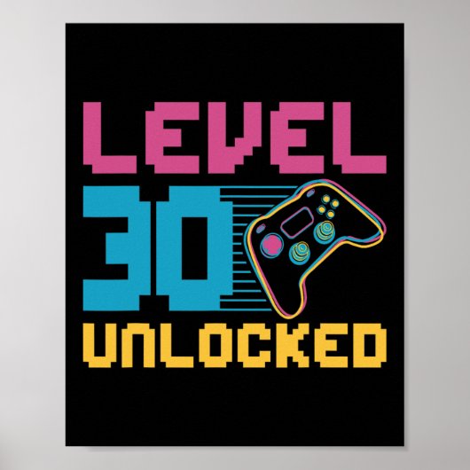 Level 30 Ontgrendelde Verjaardag Gaming Poster (Voorkant)