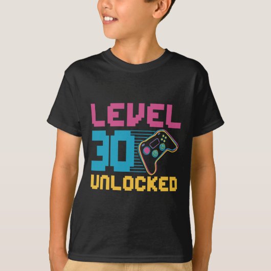 Level 30 Ontgrendelde Verjaardag Gaming T-shirt (Voorkant)