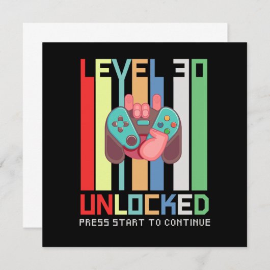 Level 30 Unlock 1990 30 th Birthday Gift Kaart (Voorkant / Achterkant)