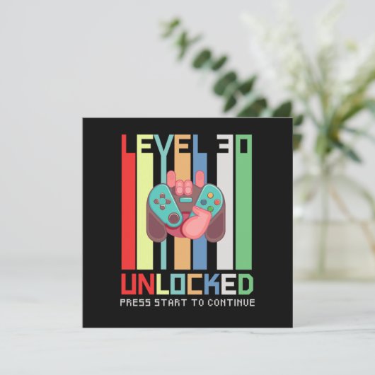 Level 30 Unlock 1990 30 th Birthday Gift Kaart (Staand voorkant)
