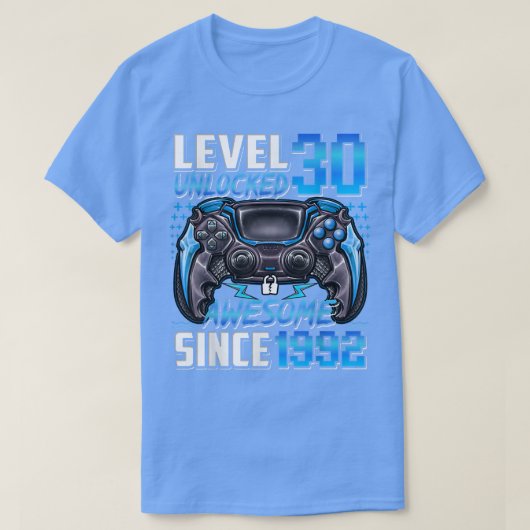 Level 30 Unlocked Awesome Since 1992 30th Birthday T-shirt (Design voorkant)