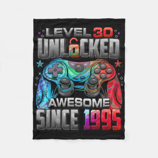 Level 30 Unlocked Awesome Since 1995 30th Birthday Fleece Deken (Voorkant)
