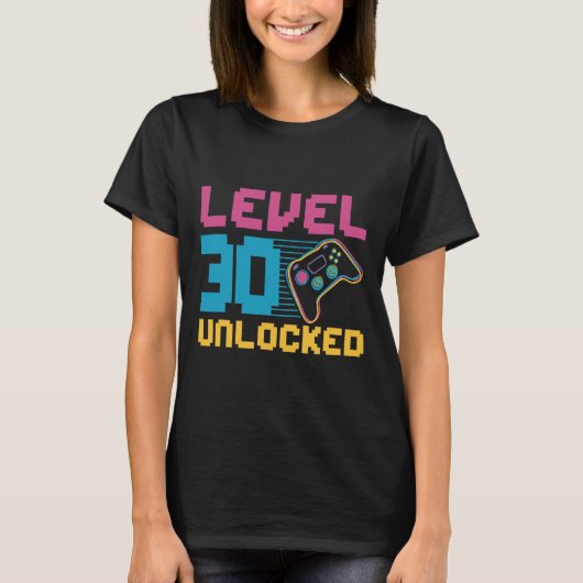 Level 30 Unlocked Gaming Birthday T-shirt (Voorkant)