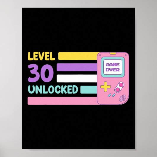 Level 30 Unlocked Video Player 30 Years Bday Retro Poster (Voorkant)