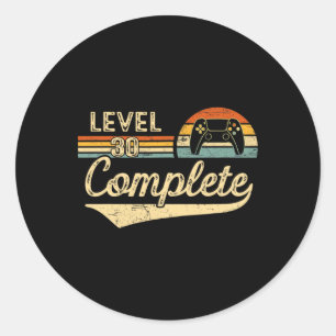 Level 30 Voltooid Vintage 30ste Huwelijksjubileum Ronde Sticker