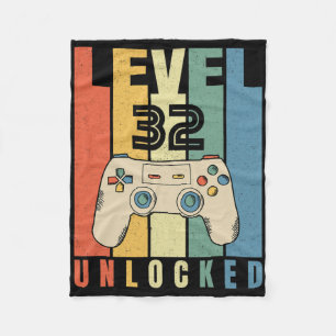 Level 32 Ontgrendeld Gamer 32e Verjaardag Decorati Fleece Deken
