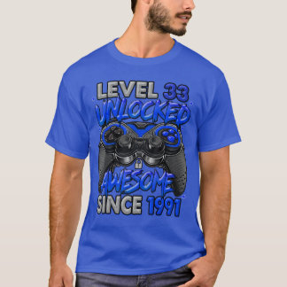 Level 33 Ontgrendeld Geweldig Sinds 1991 Gamen 33e T-shirt