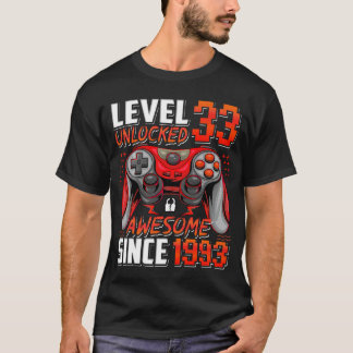Level 33 Ontgrendeld Geweldig Sinds 1993 33ste Ver T-shirt