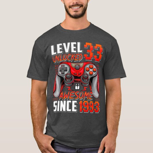 Level 33 Ontgrendeld Geweldig Sinds 1993 33ste Ver T-shirt (Voorkant)