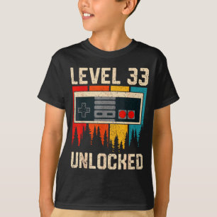 Level 33 Ontgrendeld Videospel Controller Verjaard T-shirt