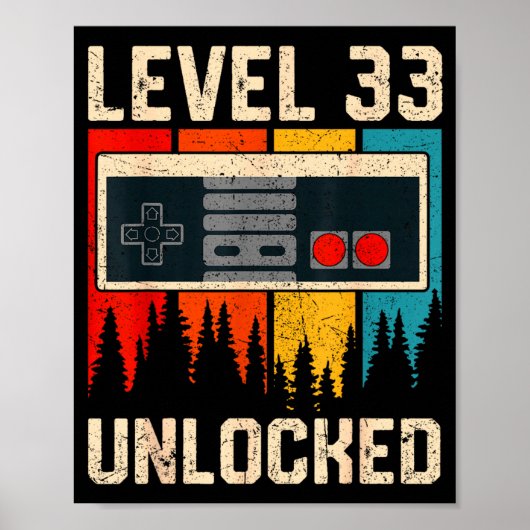 Level 33 Ontgrendelde Video Game Controller Verjaa Poster (Voorkant)