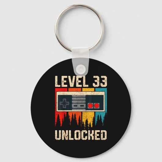 Level 33 Ontgrendelde Videospelcontroller Verjaard Sleutelhanger (Voorkant)
