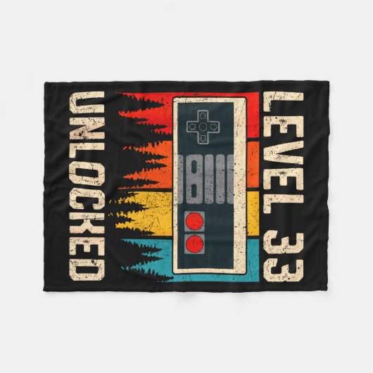 Level 33 Unlocked Video Game Controller Birthday M Fleece Deken (Voorkant (Horizontaal))
