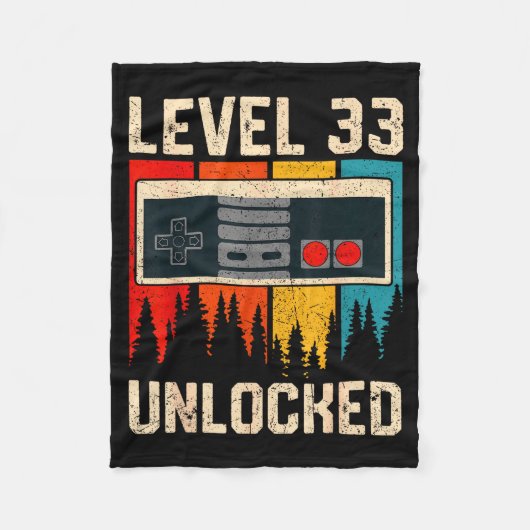 Level 33 Unlocked Video Game Controller Birthday M Fleece Deken (Voorkant)