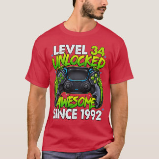 Level 34 Ontgrendeld Geweldig Sinds 1992 34ste Ver T-shirt