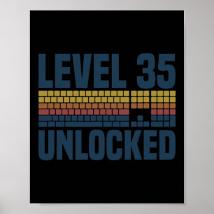 Level 35 Ontgrendeld 35e Verjaardag 35 Jaar Oude V Poster