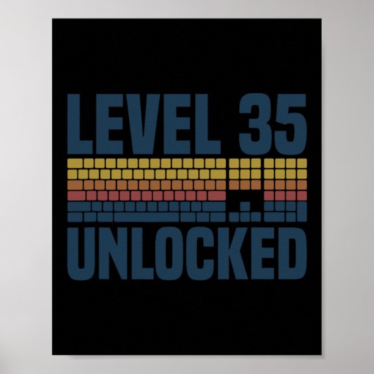 Level 35 Ontgrendeld 35e Verjaardag 35 Jaar Oude V Poster (Voorkant)