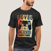 Level 35 Unlocked Console Gamer 35e verjaardag T-shirt (Voorkant)