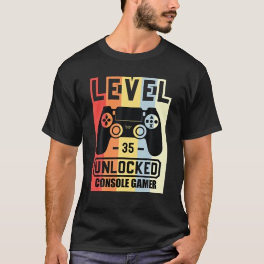 Level 35 Unlocked Console Gamer 35e verjaardag T-shirt (Voorkant)