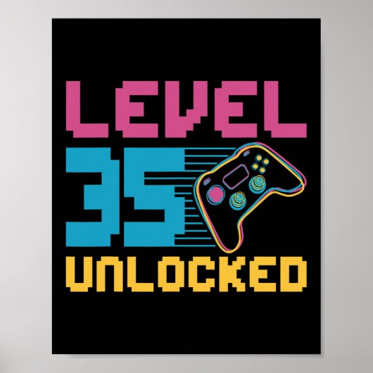 Level 35 Unlocked Gaming Birthday  Poster (Voorkant)