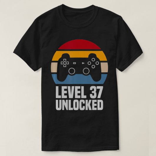 Level 37 Unlocked 37th Birthday 37 Years Old Video T-shirt (Design voorkant)