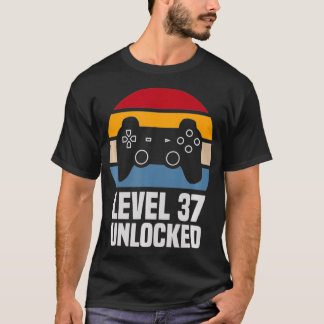 Level 37 Unlocked 37th Birthday 37 Years Old Video T-shirt