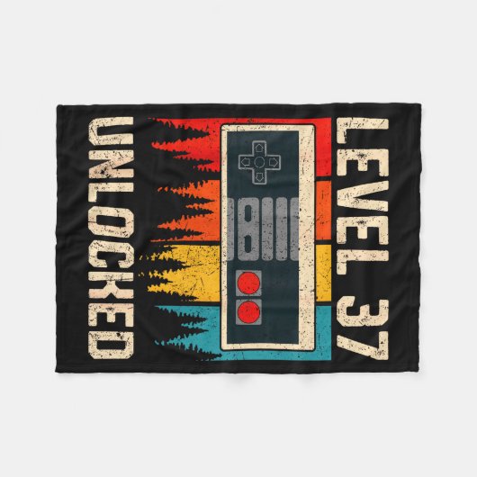 Level 37 Unlocked Video Game Controller Birthday M Fleece Deken (Voorkant (Horizontaal))