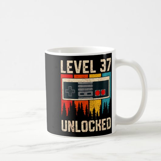 Level 37 Unlocked Video Game Controller Birthday M Koffiemok (Rechts)
